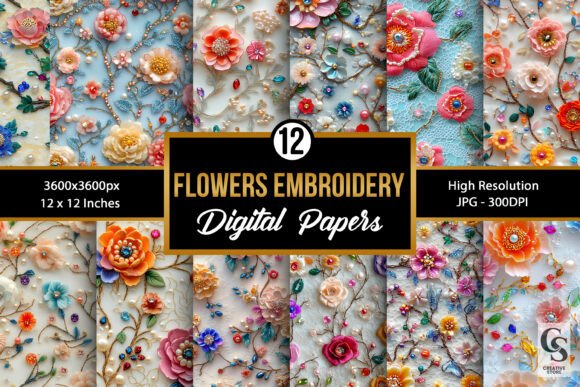 Review: Beaded Floral Embroidery Digital Paper