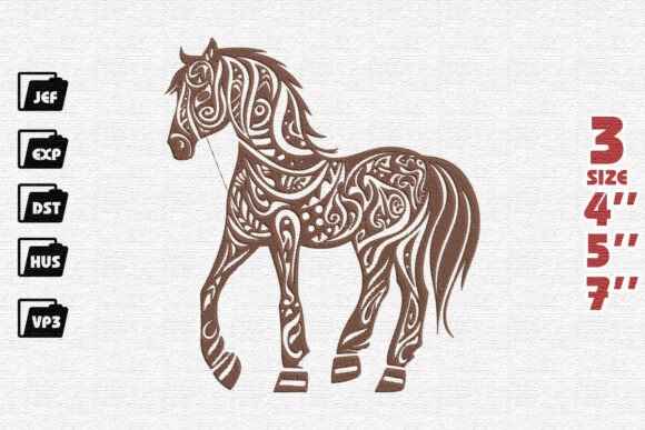 Review: Intricate Brown Tribal Horse Embroidery Design