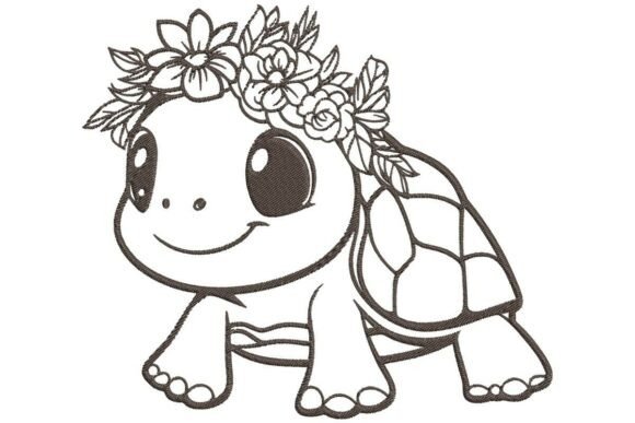 Sweet Tortoise with Flower Wreath Design Review